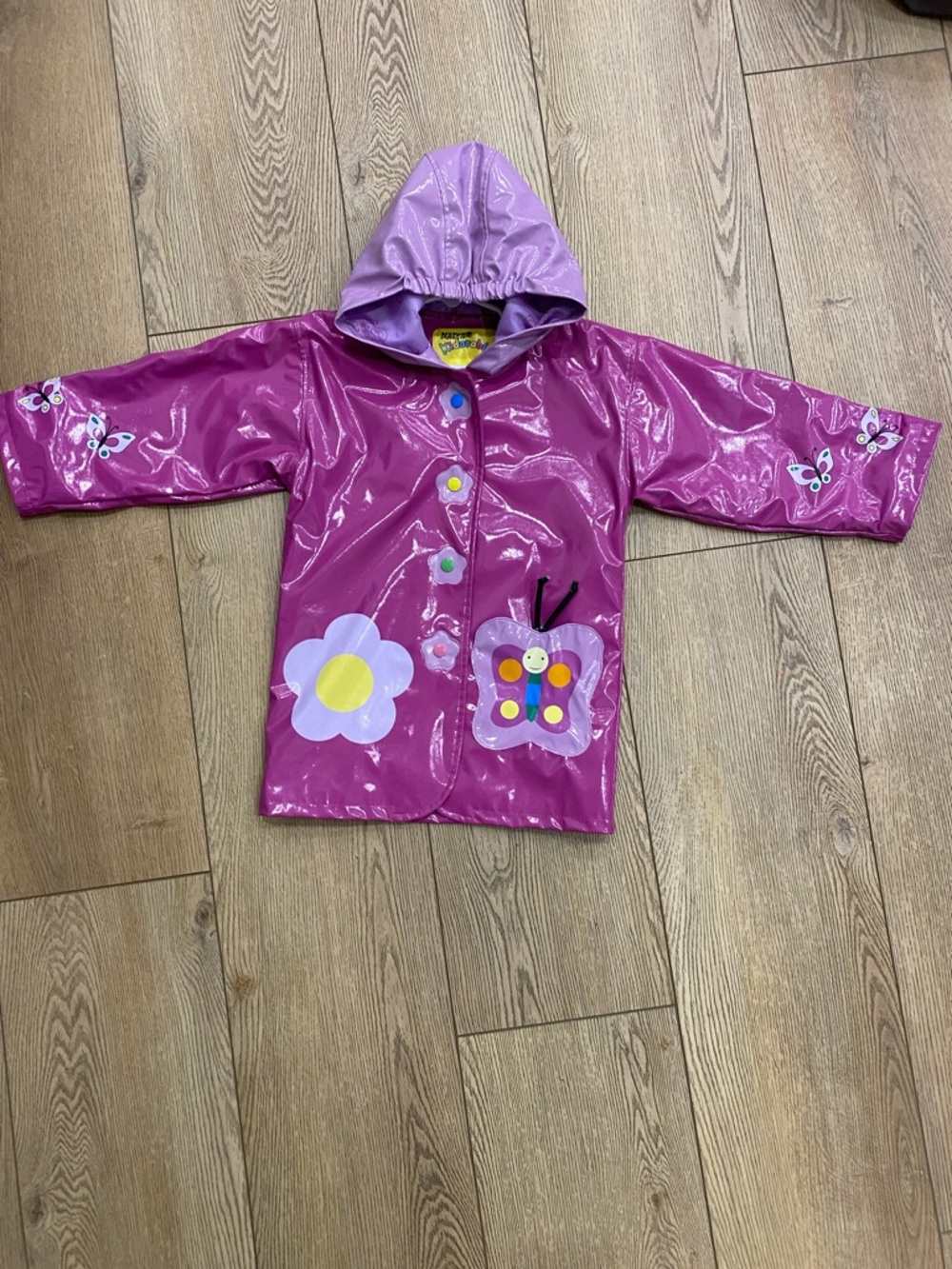 Kidorable Pink & Lilac Butterfly Raincoat size 4T in